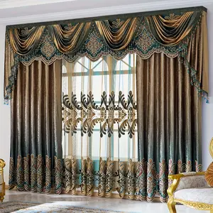 High-end European Style Villa Luxury Curtains, Living Room Bedroom Floor Window Sunscreen Blackout Curtains, Finished Product