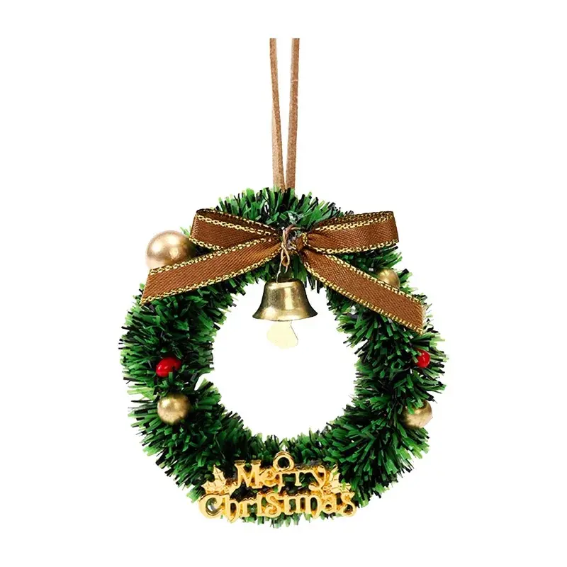 Mini Christmas Wreath Hanging Ornament, Small Festive Wreath Pendant for Christmas Tree Decoration