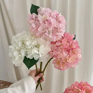 5 Pcs Hydrangea Artificial Flowers, Silk Fake Hydrangeas Faux Hydrangea Flowers with Stems, Bouquet Table Centerpieces Indoor Spring Outdoor Home, Valentine's Day Events, Wedding Table Centerpieces
