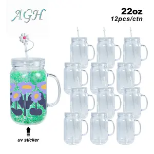 AGH US NEW 22 OZ Acrylic double walled plastic snow globe lava drip tumbler 12pcs with straw toppers for UV DTF custom