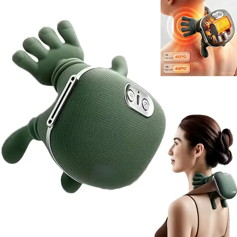 Deep tissue heating neck massager, biomimetic hand type neck and shoulder massager, 6D class manual massage shoulder strap, with heating and deep kneading functions, suitable for shoulders, neck, back, waist, and legs. USB rechargeable, portable design