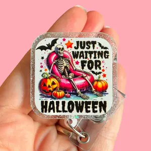 Glitter My Badge Halloween Summerween ghost Spooky nurse badge reel for nurse and hospital workers. Badge clip Badge pull - Retractable swivel clip with a 360 rotation. Great gift for coworker.