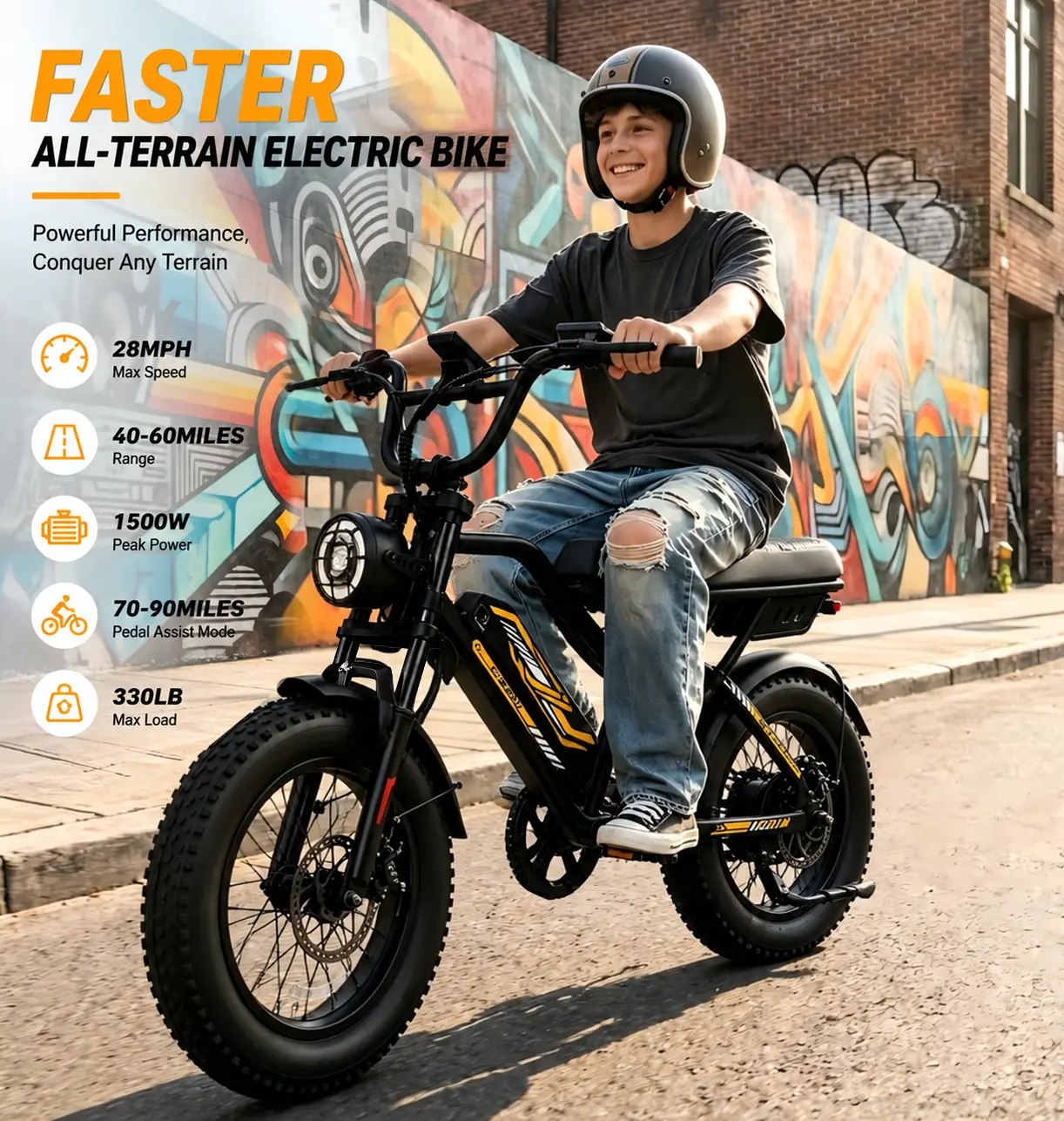 S12 Mountain Ebike - 16'' Fat Tire 750W Small Electric Bike for Teens, 36V/12.8Ah Removable Battery, Up to 22MPH Speed, 45mi Range, Ebike Disc Brake Electric Dirt Bike