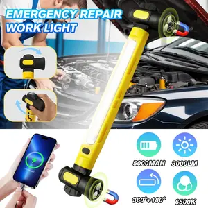【FathersDayGift】LED Under Hood Work Light Bar 3000LM, Magnetic Rechargeable Work Light with Hooks, 5200mAh Cordless Mechanic Light for Car Repair, Garage & Workshop
