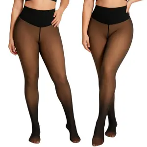 2026 lack fleece new compression band -Seam& 4 Shades Fleece Lined Tights Women Sheer Black Fleece Pantyhose Winter Warm Thermal Fake Translucent Leggings  set Fit Everyday Womenswear