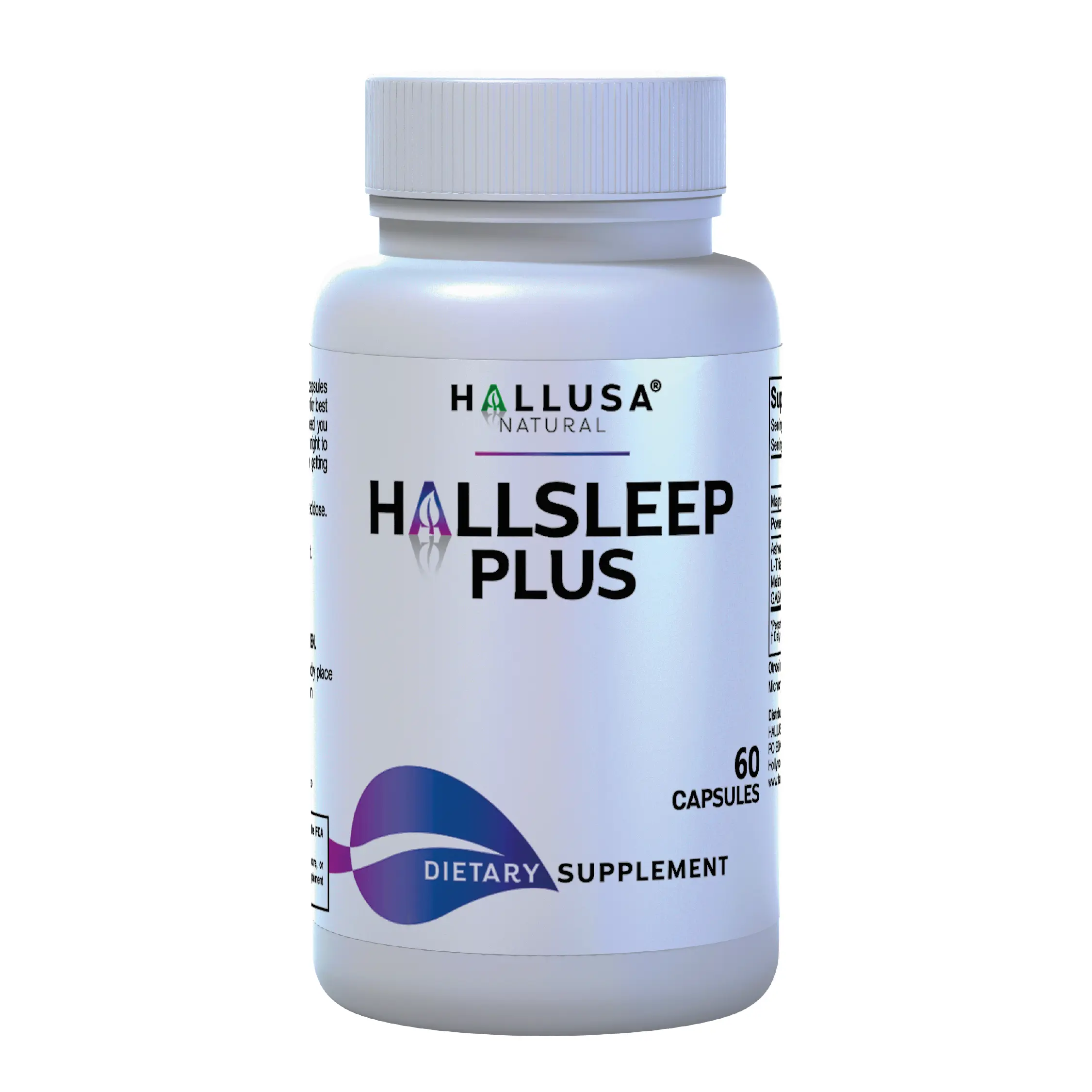 HALLUSA Natural Hallsleep Plus Wellness Supplement - Ashwagandha, Magnesium Citrate, GABA, 60 Capsules - US-Made Plant-Based Healthy Sleep Supplement for Restful Nights & Relaxation, Wellness Supplements, Healthy Sleep Supplements