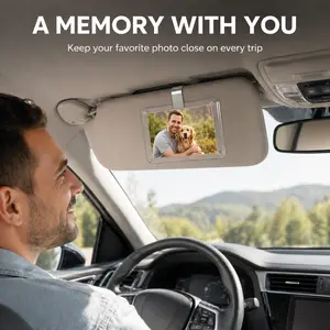 Magnetic Car Photo Frame, 3.54" x 2.36" Clear Acrylic With Secure Visor Clip Mount outdoorfun