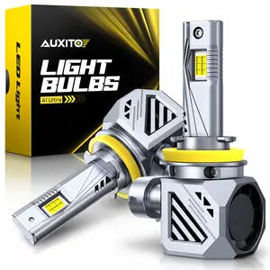 AUXITO H11/H9 LED Headlight Bulbs, 58,000LM 10X Super Brighter, 6500K Cool White, 1:1 Mini Halogen Size H11 Fog Lights with Cooling Fan, Plug and Play, Pack of 2