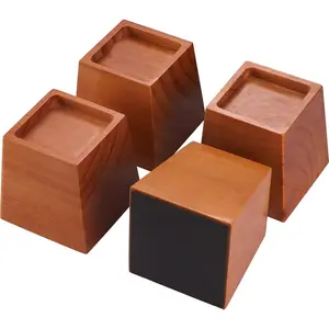 Pine  4-Inch Furniture Risers - Heavy-Duty, 2000 Lb Capacity, Floor Protectors, Easy to Install, Versatile for Beds, Sofas, &