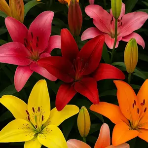 Asiatic Lilies Mix (10 Pack of Bulbs) - Freshly Dug Perennial Lily Flower Bulbs