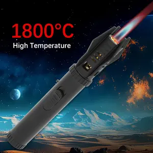 1800° High Temperature Spray Gun Lighter, Use Metal Outdoor Windproof Turbine Torch Jet Lighter Gun Grill Welding Cigar Tool Powerful Flame Red Flame (Not Containing Butane Gas/Need to Bring Your Own Gas)