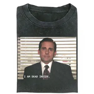 I Am Dead Inside Steve Carell Vintage Shirts, The Office Meme Shirt, Michael Scott Funny Quote T-shirt, Office TV Show Tee, Gift for Men, Gift for Women, Crew Neck T-shirt, Trending T-shirt