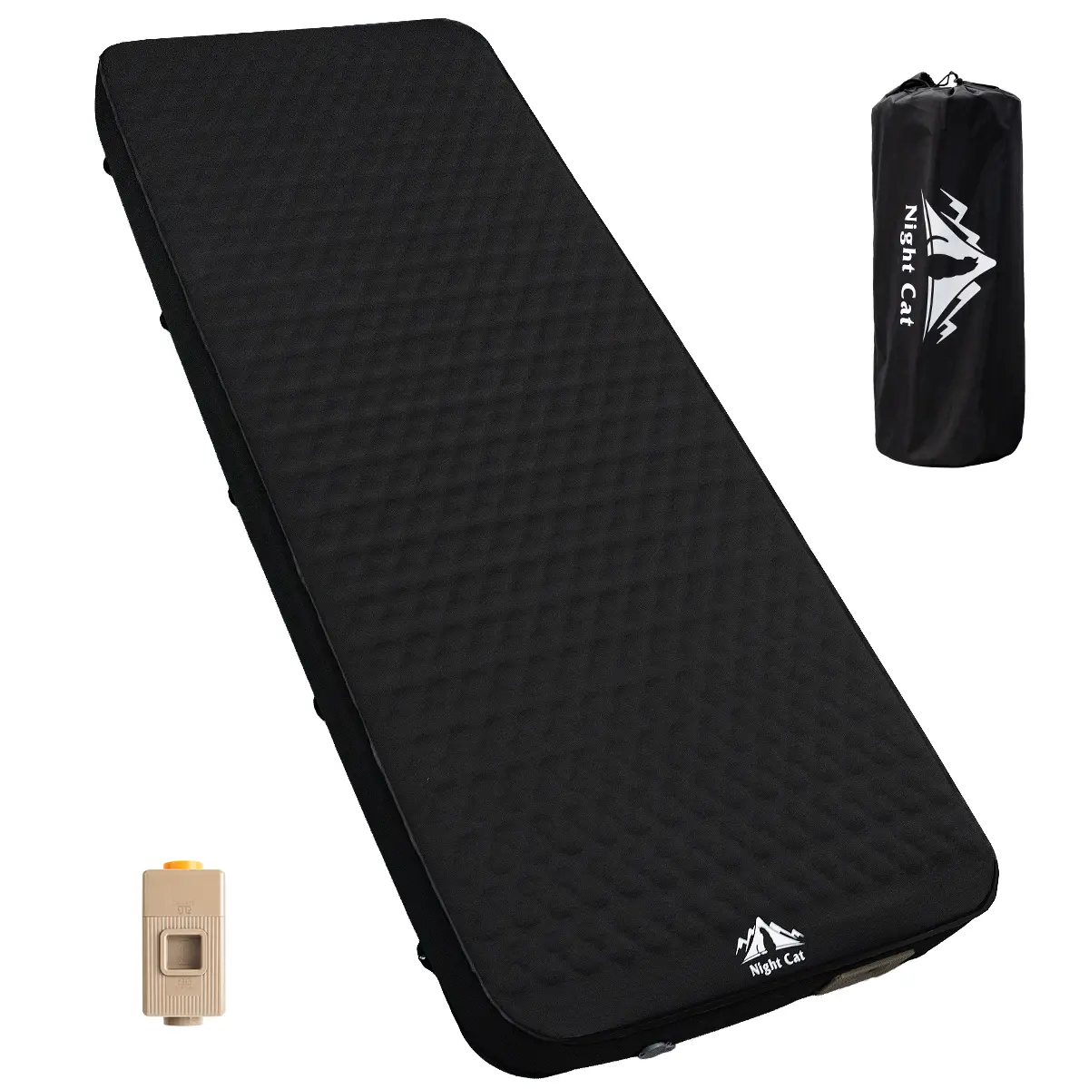 Night Cat 4" Thick Memory Foam Sleeping Pad, Self-Inflating with Built-in Electric Pump and USB Charge, 79x30x4" Rectangular Mat for Single Person Camping & Backpacking, Hiking, Outdoor Camps, Effortless Inflation And Deflation, Foldable, Moisture-Proof,,