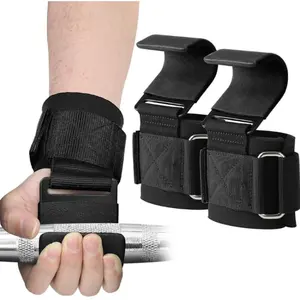 Weightlifting Hooks with Wrist Straps, Professional Pull-Up Assist, Unisex Fitness Gloves for Power Lifting and Gym Training, Deadlift Straps