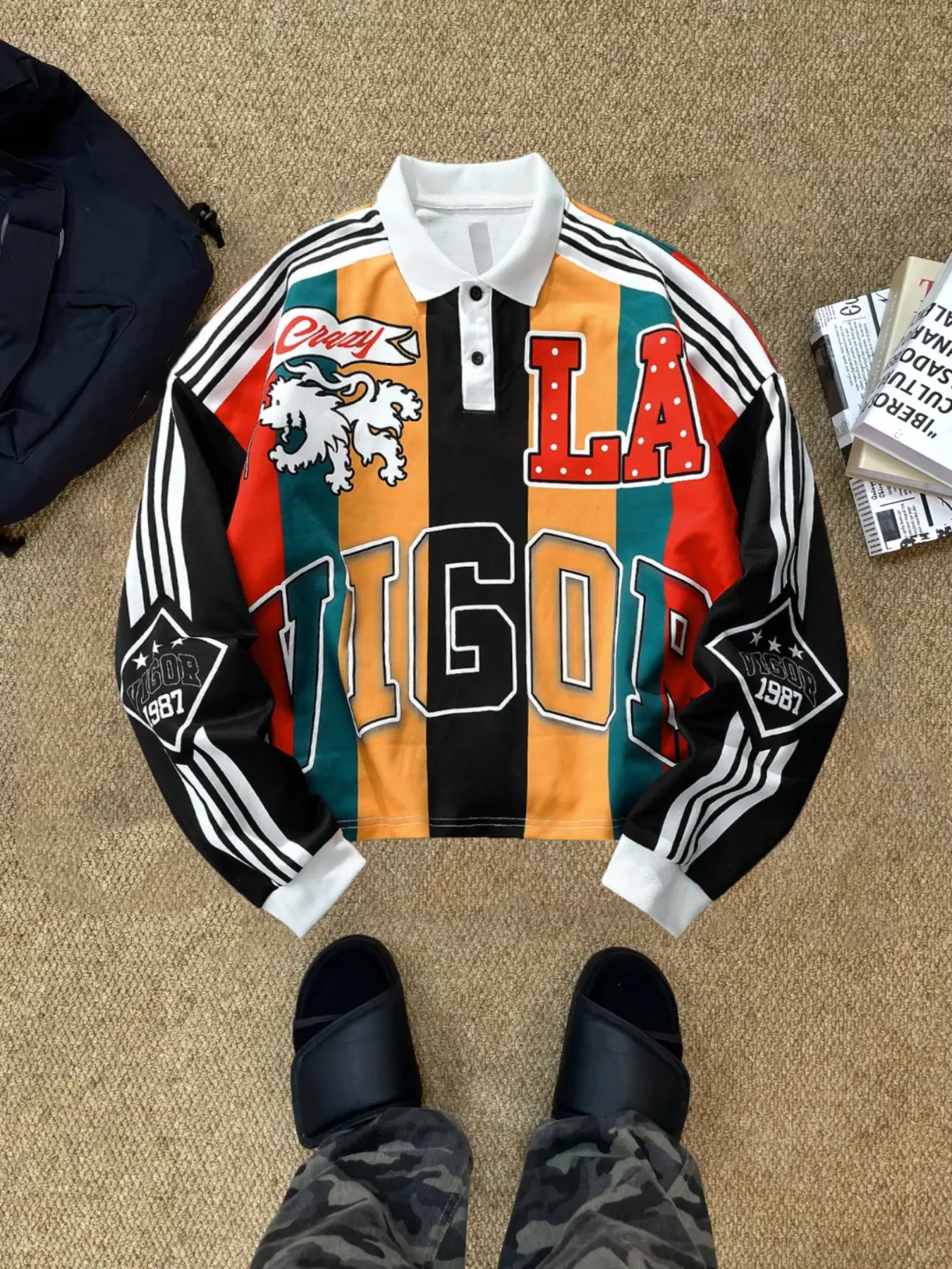 Men's Pullover Sweatshirt with Long Sleeves and Stylish, Trendy Striped Streetwear for Spring and Autumn, Perfect for Casual Daily