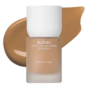 ELROEL Blanc Cover Skin Foundation - Official Product K-Beauty Skincare Liquid Foundation Makeup with Panax Ginseng, Niacinamide & Collagen - Lightweight, Buildable 24HR Hydrating Wear 1.01 fl oz