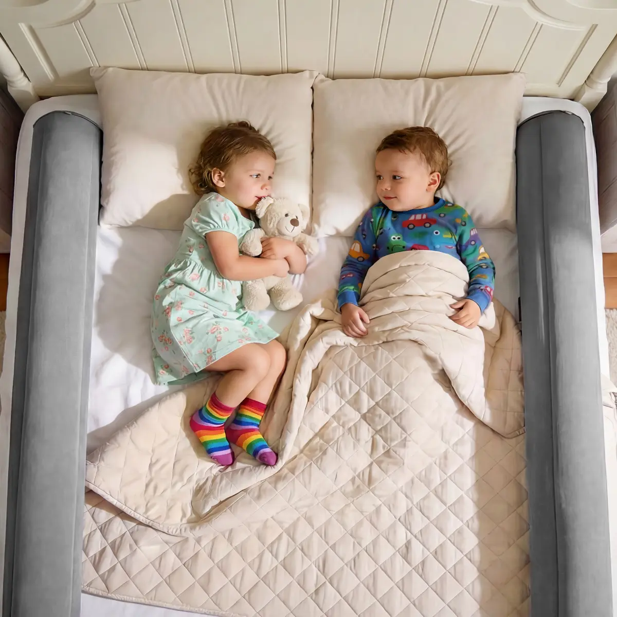 PAWGIANT 2 Pack Toddler Bed Rails, Toddler Bed Bumpers Fits Twin Full Queen King Size Beds