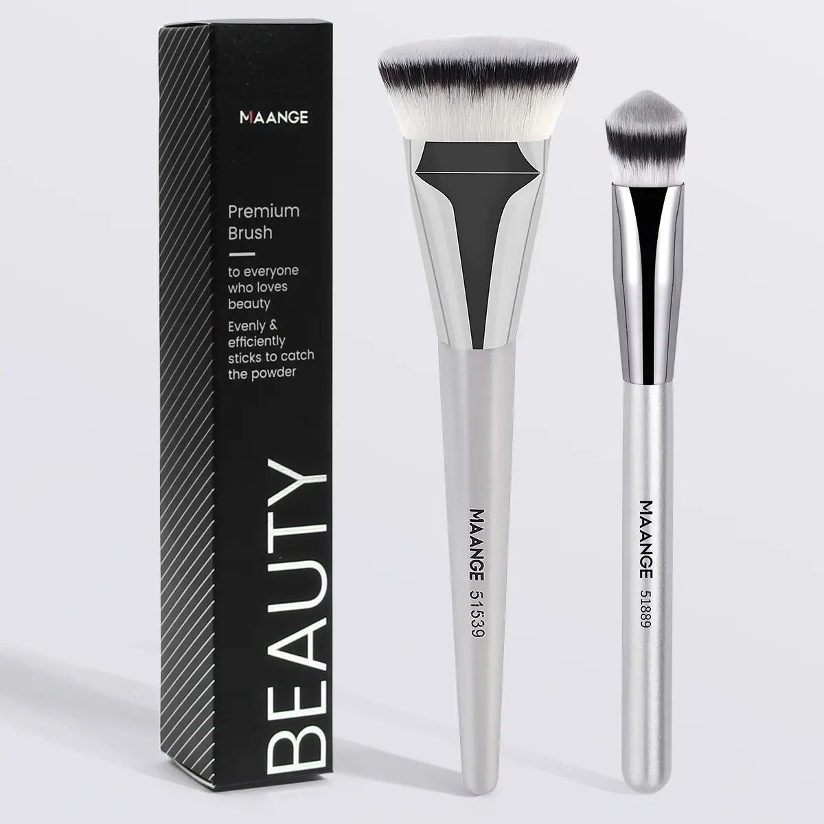 MAANGE 2pcs Makeup Brushes, Beauty Duo Brush, Complexion Brush Duo, Flat Head Foundation Brush Triangle Concealer Brush, Liquid Makeup Make Up Brush, Perfect for Mineral Foundation Concealer, Powder Buffing Blending, Cosmetic Brushes Gifts for Friends