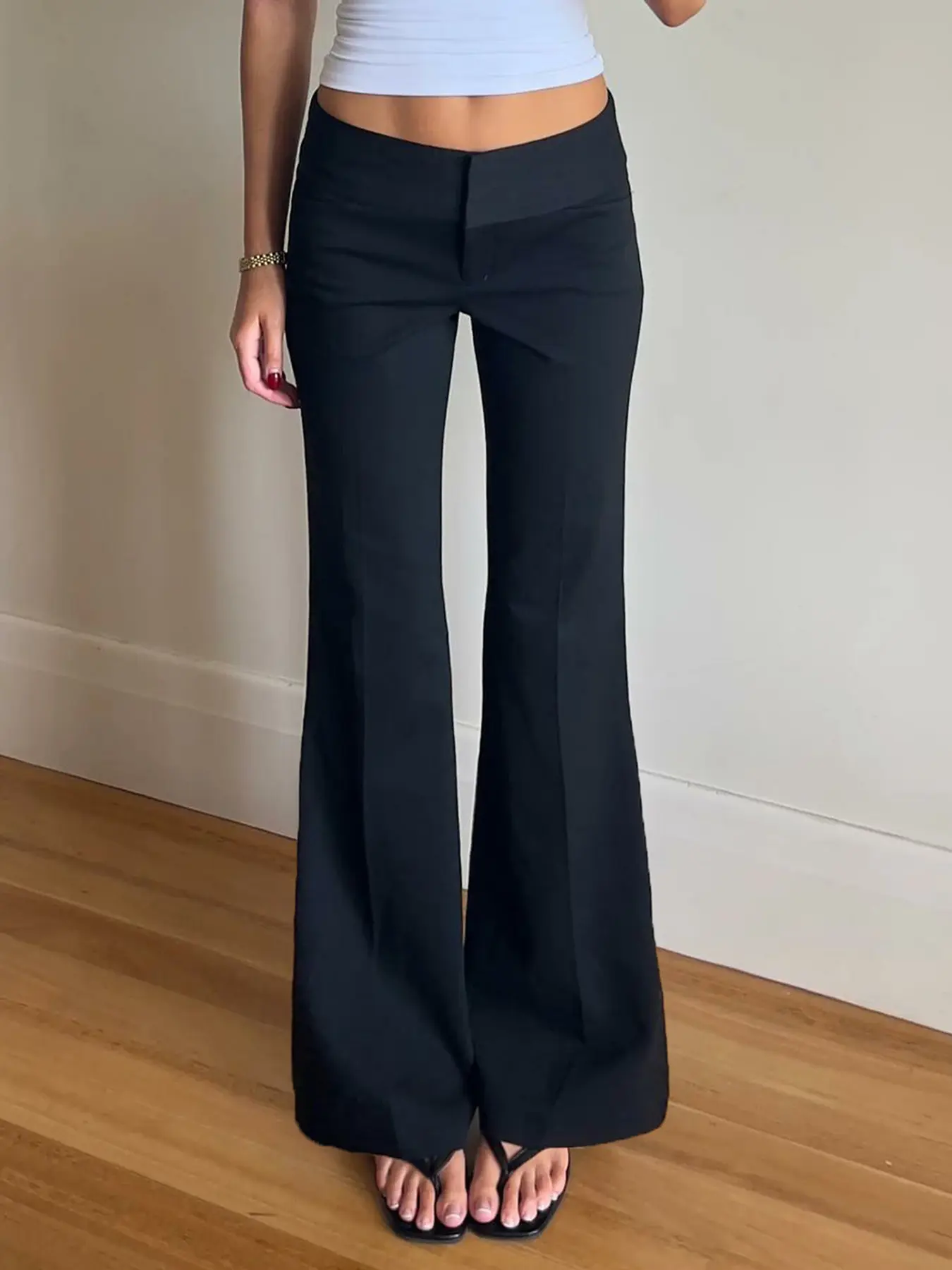 Women's Slim Fit Skinny Suit Pants, Essential Business Attire, Office Wear, Blazer Trouser, Minimalist Style Low Waist Flare Leg Casual Long Pants for All Seasons