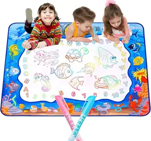 Water Doodle Mat - Kids Painting Writing Color Doodle Drawing Mat Toy Bring Magic Pens Educational Toys for Age 2 3 4 5 6 7 Year Old Girls Boys Age Toddler Gift