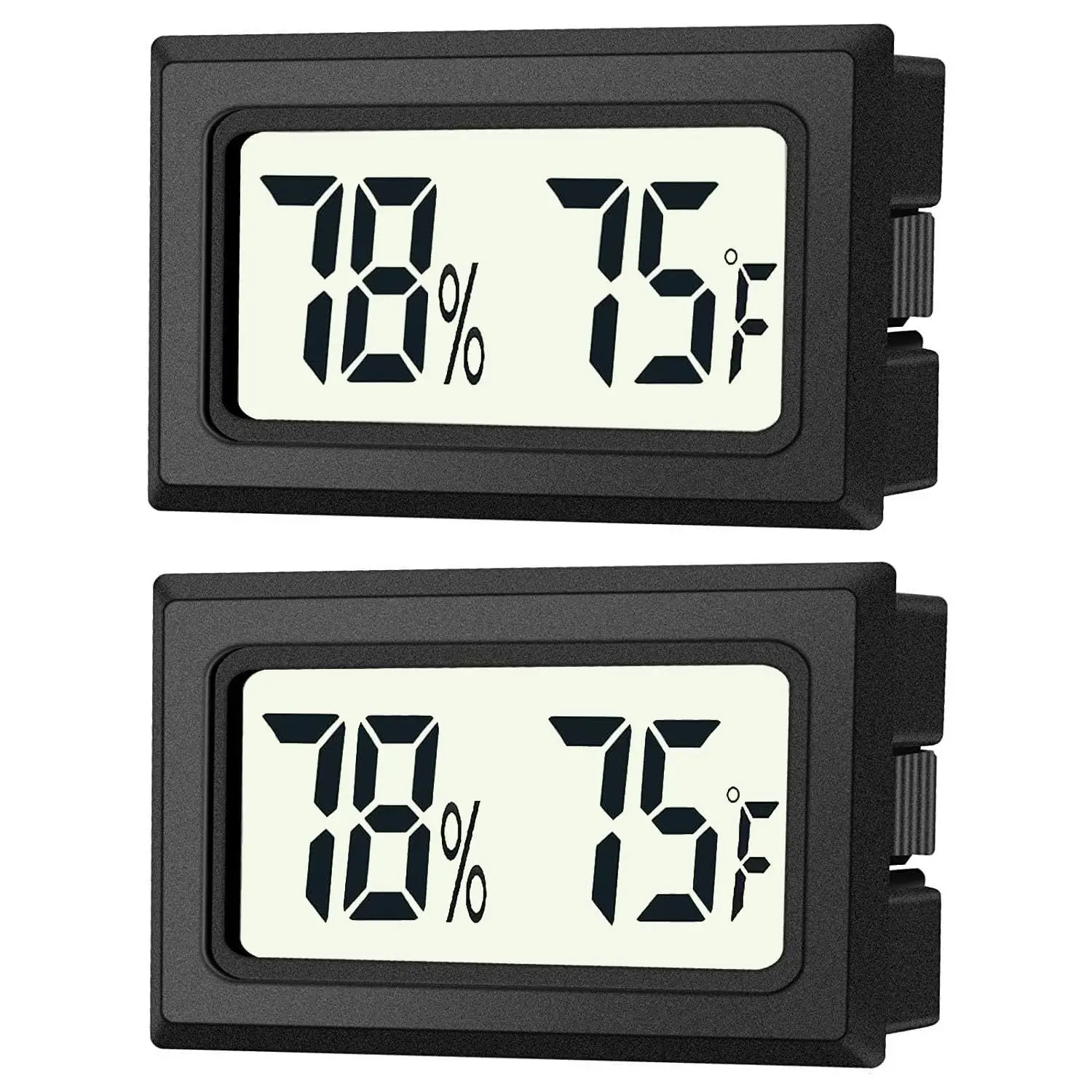 2 Pack Mini Digital Hygrometer Thermometer Gauge, Indoor Outdoor Temperature Humidity Meter for Humidifiers Greenhouse Reptile  Humidors, Large LCD Screen, Display in Fahrenheit (?) (2)