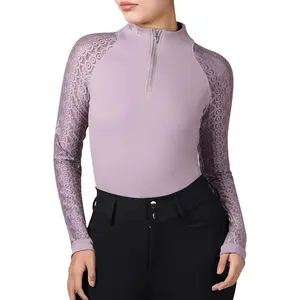 Long Sleeve Quick-Dry Equestrian Show Shirt with Lace Horse Riding Top