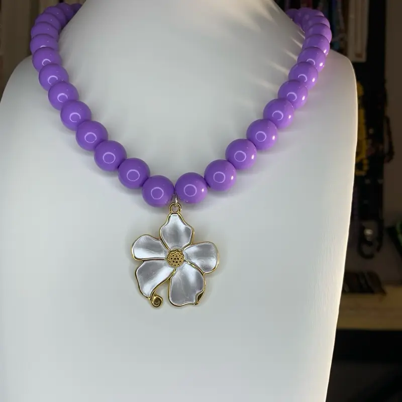 Lilac Collar with Precious Flower Charm