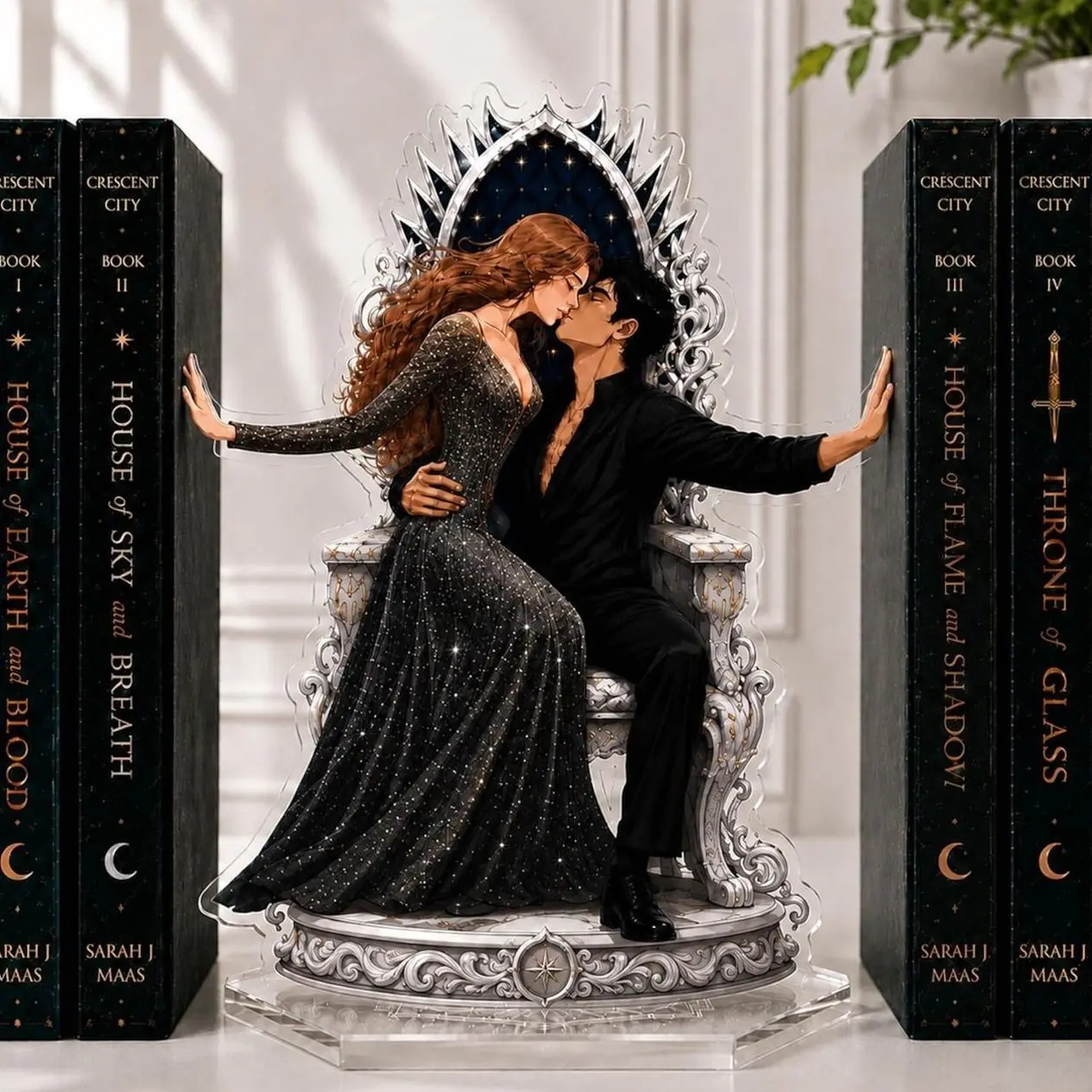 Feyre and Rhysand Bookend Standee, ACOTAR Inspired Acrylic Bookend, Night Court Bookshelf Decor, Velaris Book Lover Gift, Fantasy Gift