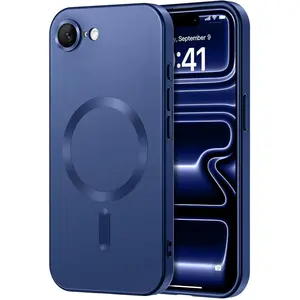 Magnetic for iPhone 16E SE4 7 8Plus SE2 SE3Case [Compatible with Magsafe] [Full Camera Protection] Cute Slim Protective Shockproof Bumper Soft Silicone Matte Metallic Lustre Phone Case Protector