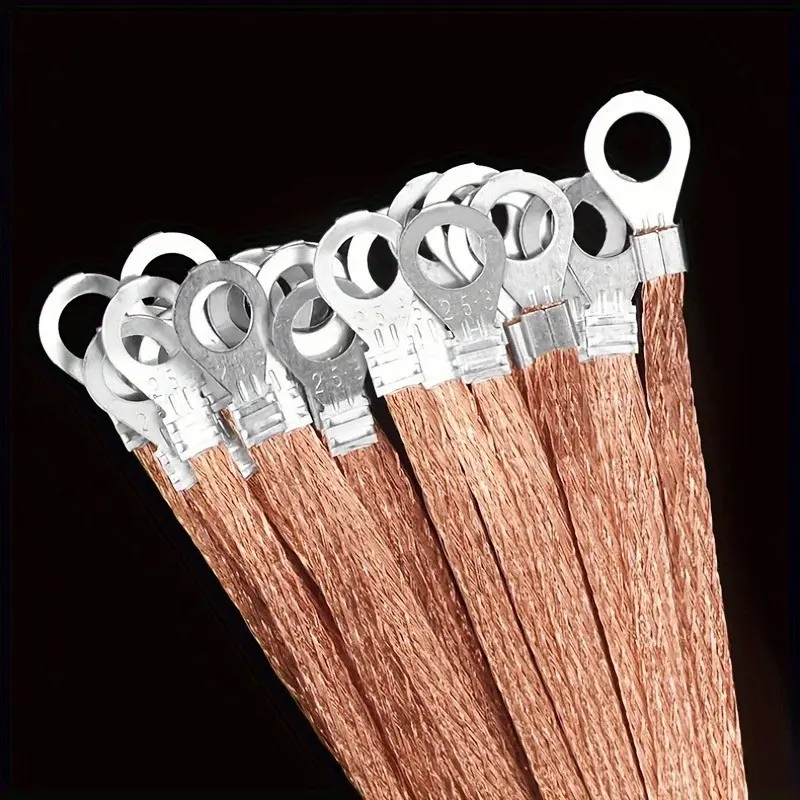 One Pack (5-100pcs) Industrial Electrical Interconnect Wire, Conductor, Cable, Bridge Ground Wire, Distribution Box Jumper Wire, 7.874 Inches / 11.81 Inches,High-Conductivity Copper Braided Wire, Durable, Easy to Install, Corrosion-Resistant