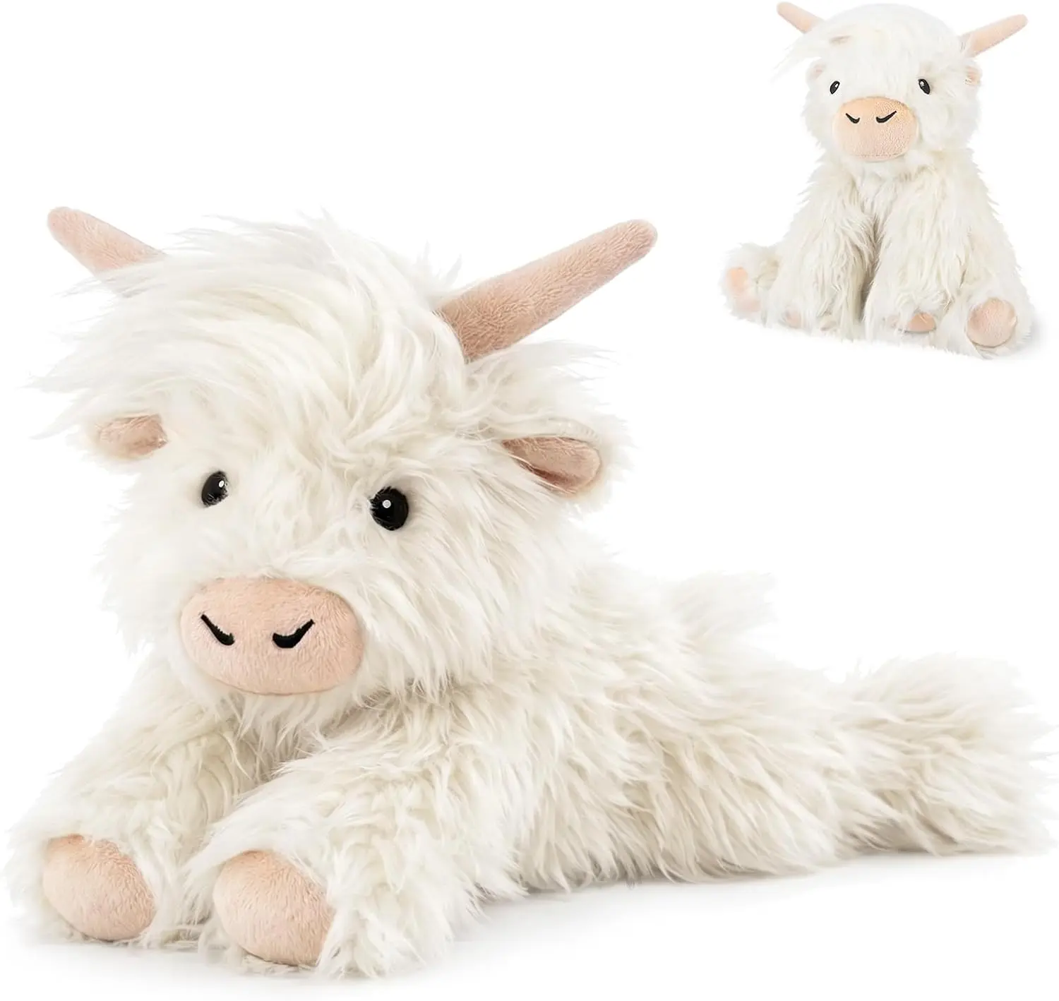 9'' 1.7lb White Highland Cow Plush Microwavable Heat Patches, Heatable & Coolable Lavender Heating Pad, Ideal Gifts for Personal Care, Microwavable Heating Pad