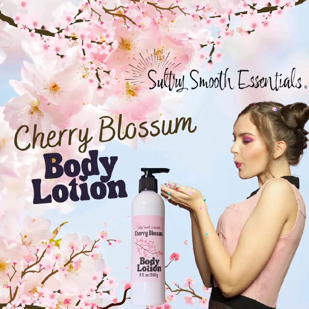 Cherry Blossom Body Lotion - Jojoba + Avocado Oils, Body Care Moisturizer for All-Day Hydration, Soothing Selfcare Product