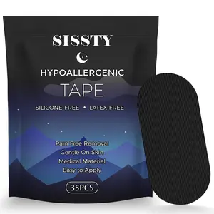 【Summervibes】SISSTY Mouth Tape for sleeping, one month supply, mouth tape, black, gentle, adhesion & 35 Strips, sports accessories, Anti Snoring Sticker Snoring Relief Sticker