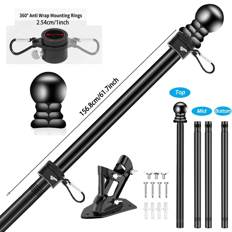 Flagpole with Base, Outdoor Wall Flagpole, Party Cheer Flagpole, Football Match Flagpole, Cheerleading Flagpole, Anti-Tangle Rotary Flagpole, Mounting