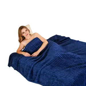 Seasonal Striped Flannel Blanket, Soft Warm Multiple Colors Available, Ideal for Bed Sofa, Travel Home Decor Daily Use, Easter Gift, Multifunctional Blanket, Soft Comfy Blanket