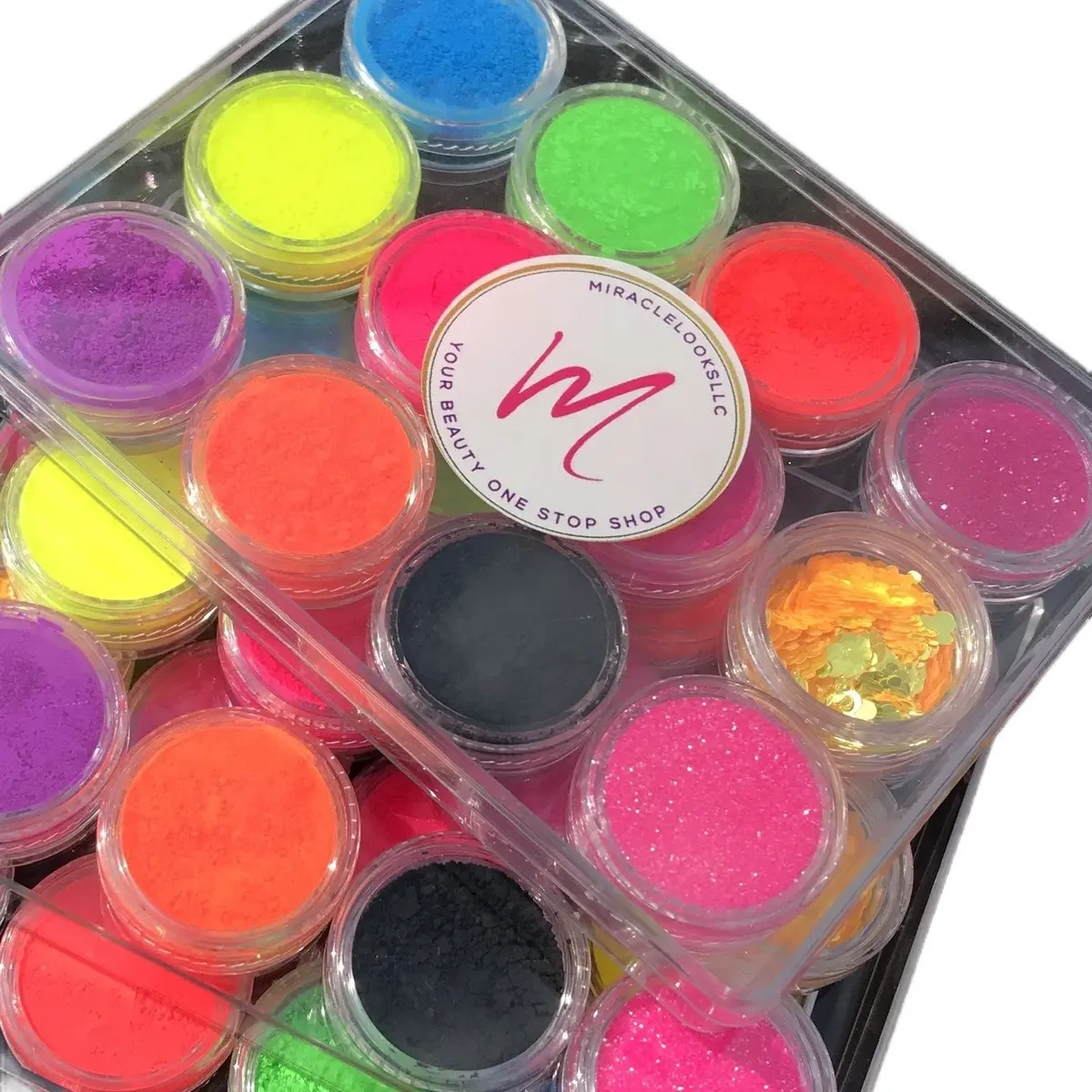 Bright Neon Matte Glitter Eyeshadow Pigment Palette - 9 Pigments & 3 Glitters Uv active Cosmetic Makeup