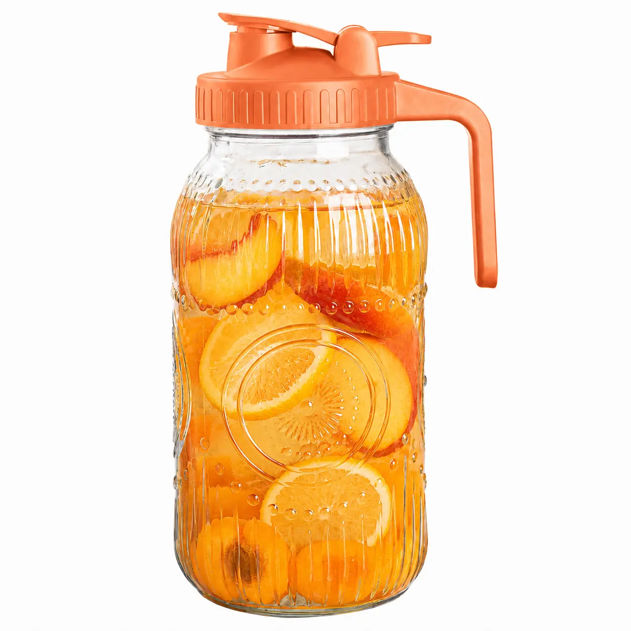 Mason Jar Pitcher Large 64 oz Wide Mouth with Lid - 2 Quart Airtight Glass Jug for Water, Juice, Milk, Tea, Iced Coffee and Drinks, Beverage, Airtight Beverage Pitcher