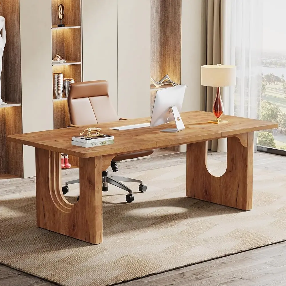 Tribesigns Modern Executive Desk, Large 70.9" Office Computer Desk For Home Office, Conference & Meeting Room Table, Brown Workstation Furniture