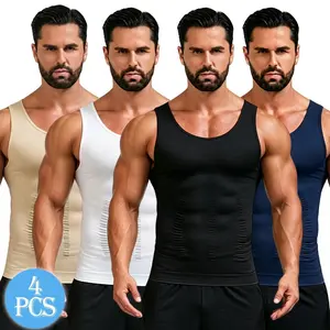 1/2/3/4PCS Men's Compression Shirt Tummy Control Vest Seamless Gynecomastia Shirt Body Shaper Tank Top Shapewear