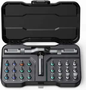 24 in 1 Magnetic Screwdriver Set, DIY Ratchet Screwdriver Set, Multi Bit Magnetic Drive Set with Detachable Ratchet Handle, Portable Precision Repair Tool Kit for Furniture Computer Bicycle