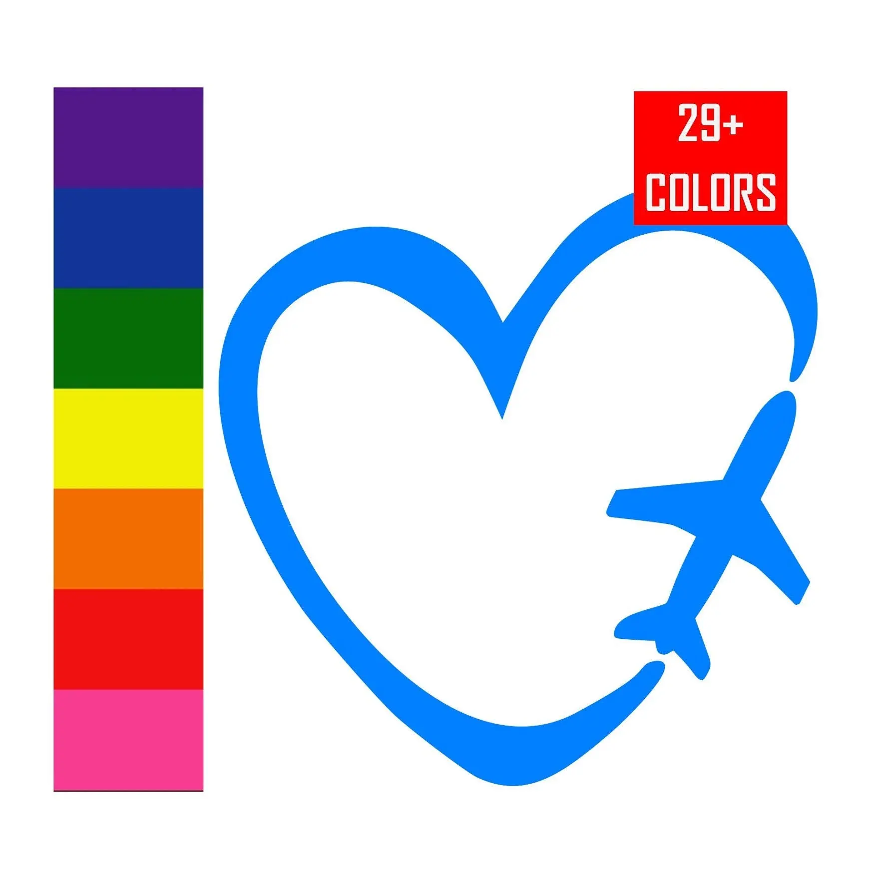 Love to Fly Vinyl Decal, Airplane Heart Sticker, Pilot Gift