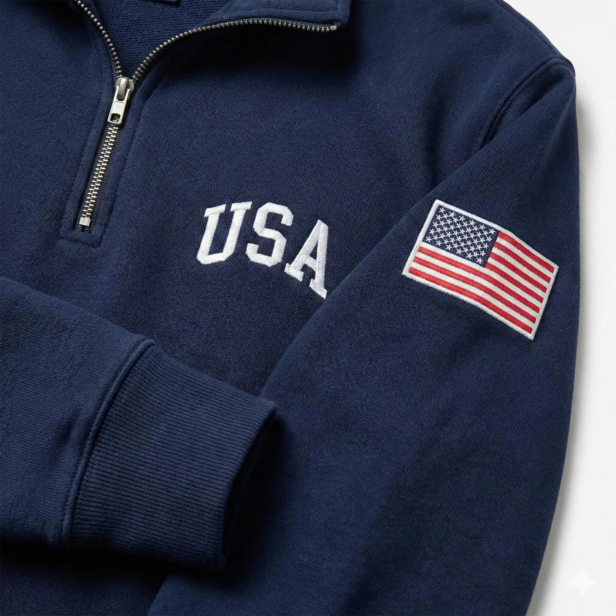 Embroidered USA Quarter Zip Sweatshirt, America Flag Pullover, USA Pride, Gift For him