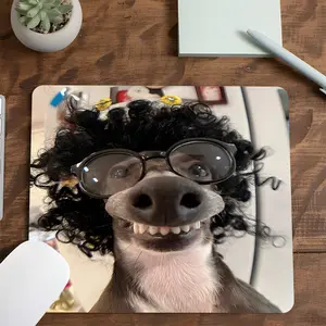 Funny Curly Hair Dog with Glasses Gaming Mouse Pad, Gaming Accessories, Humorous Pet Design, Non-Slip Smooth Surface, Desktop Decorative Protective Pad, Small Size Suitable for Laptop, Desktop Computer Games, Work