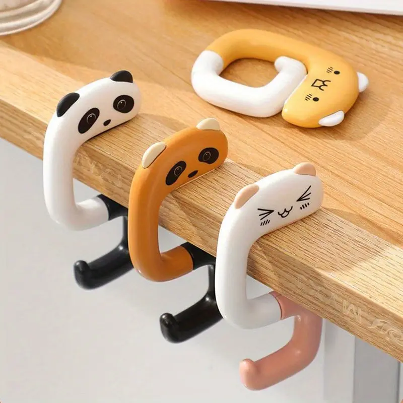 1pc Travel Portable Plastic Bag Cute Animal Panda Hook, For Hanging Decorative Table Purse Bag Hooks Wall Hanger Holder Handbag Hanger, Carry Purse Hook