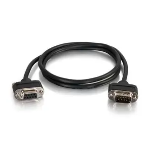 Cables To Go  10 ft. Serial RS232 DB9 Cable with Low Profile Connectors M-F, In-Wall CMG-Rated - Black