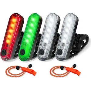 4Pack LED Navigation Lights Kit for Boat Kayak, Battery Operated Stern Light, Easy Clip on for Night Kayaking, Boating, Canoeing, Paddle Board, Jet Ski, Dinghy, Includes 2Pcs Safety Whistles