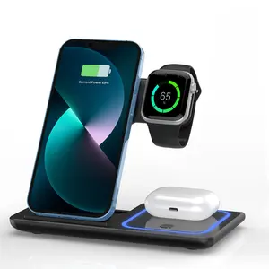 3-in-1 Wireless Charging Station, 15W Fast Wireless Charger Stand, Suitable for iPhone 15 14 13 12 11 X 8 Pro Max, iWatch Ultra-9/8 7/6/5/4/3/2, AirPods 3/2