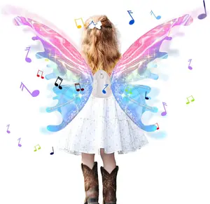 Musical Light-Up Butterfly Princess Costume Set for Girls Ages 4-8 Auto-Off Wings Dress Up Toy Halloween Gift Safe Comfortable Fairy Toys