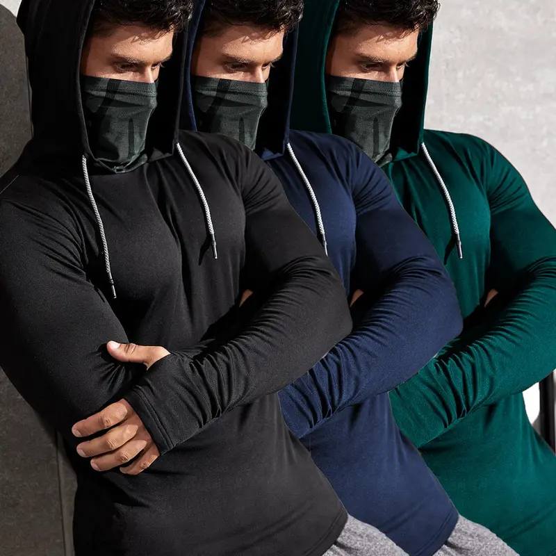 Men's Solid Hoodie, Casual Regular Fit Long Sleeve Hooded Sweatshirt for Spring & Fall, Men's Top for Daily Wear, Casual Athletic Wear, Athletic Hoodies, Fitness Athletic Streetwear, Hoodie Clothing Tops