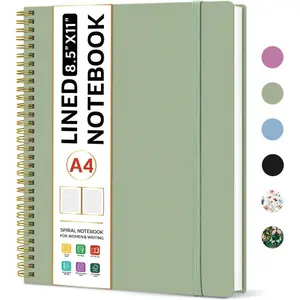Spiral Lined Notebook, 8.5"x11" Notebooks for Work, Large A4 Journal for Women & Men, College Ruled Journaling Notebook for Writing, Plastic Cover Spiral Journal, Green : Office Products